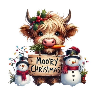 Kids - Christmas Highland Cows with Sayings - Images x9