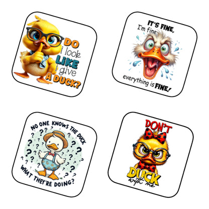 Coasters of Sarcastic Quotes with Ducks